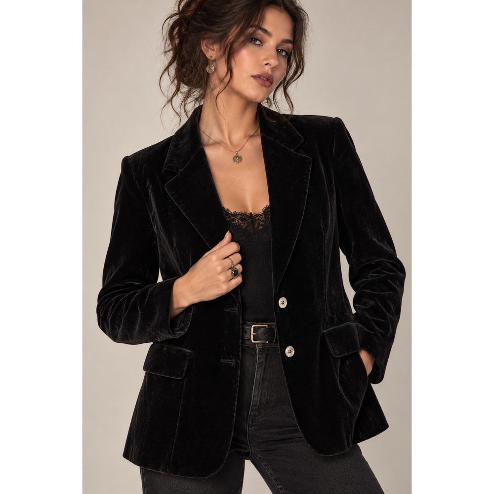 Black Velvet Blazer Size 12 Dark Academia Goth Quiet Luxury JCPenney Vintage